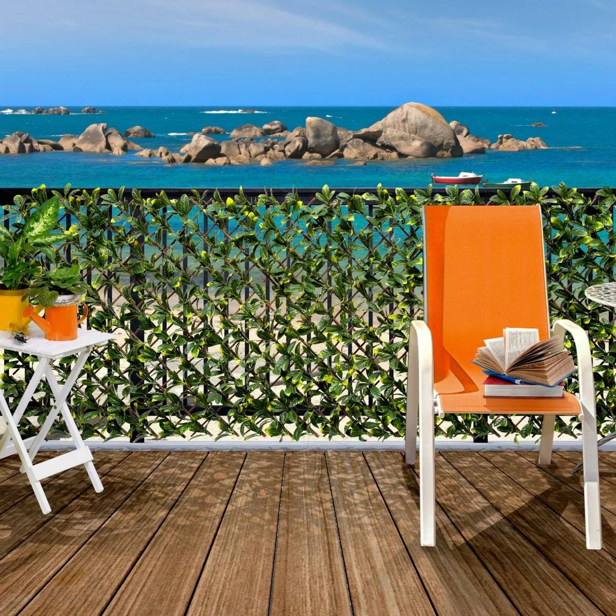 WILLGREEN Trellis extensible avec feuilles synthétiques 1x2m - Jardiland