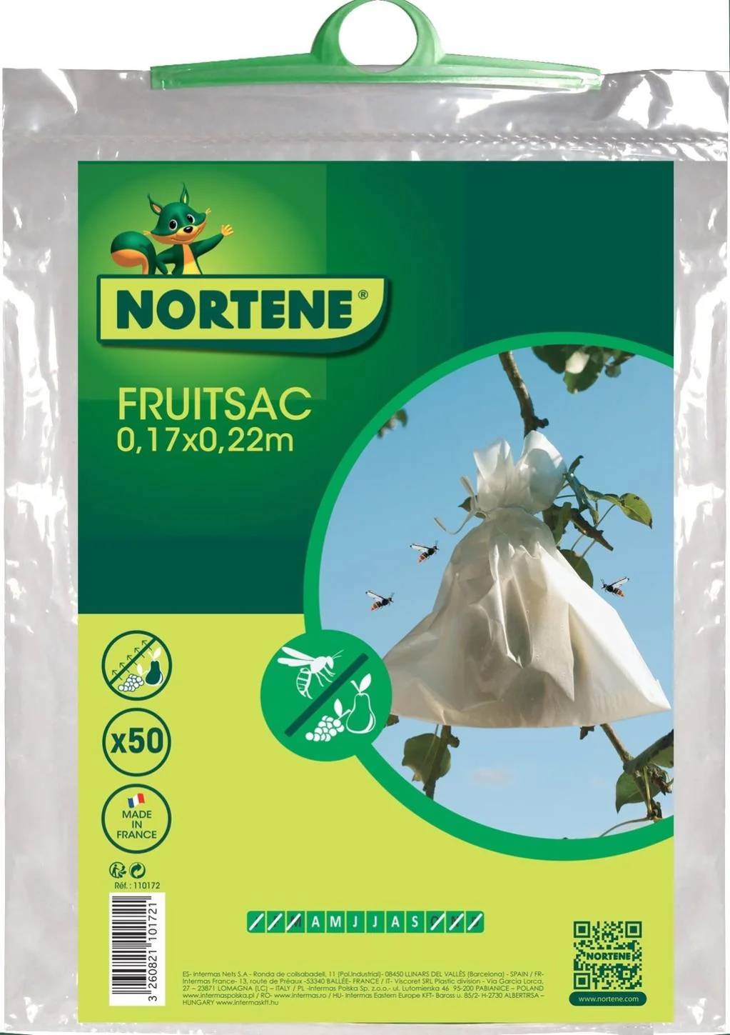 Nortène - FRUITSAC  Housse à fruit en papier microperforé blanc 0,17x0,22m - Imagen 2