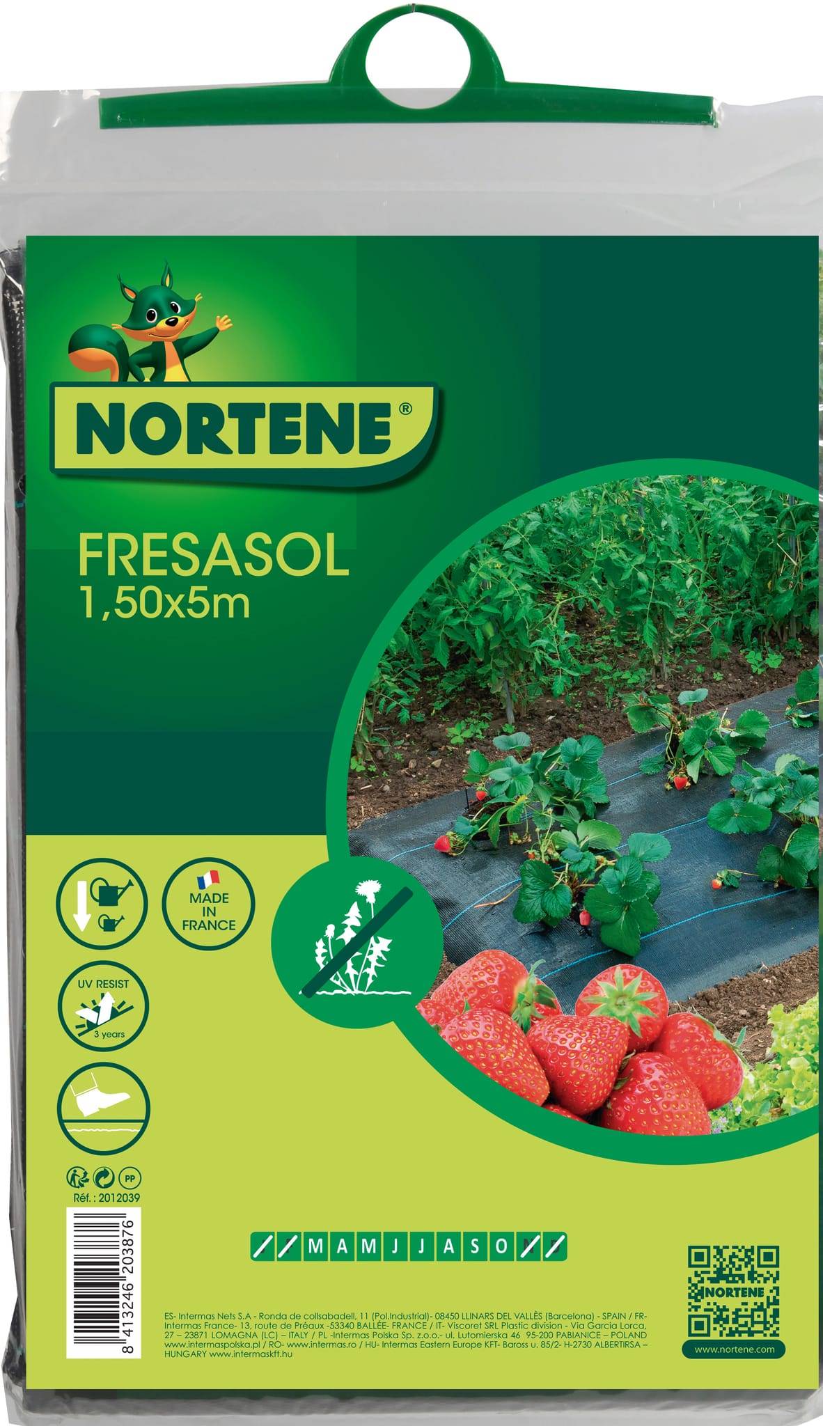 Nortène - Paillage spécial fraises polypropylène noir 1,50 x 5 m - NORTENE