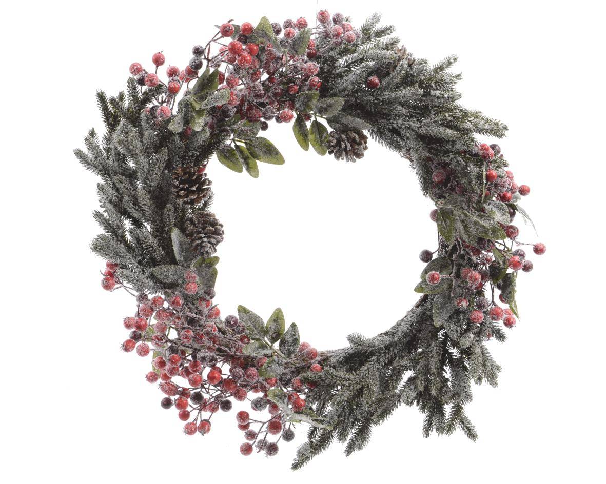 Couronne pe diamètre    60.00-H10.00cm vert/rouge