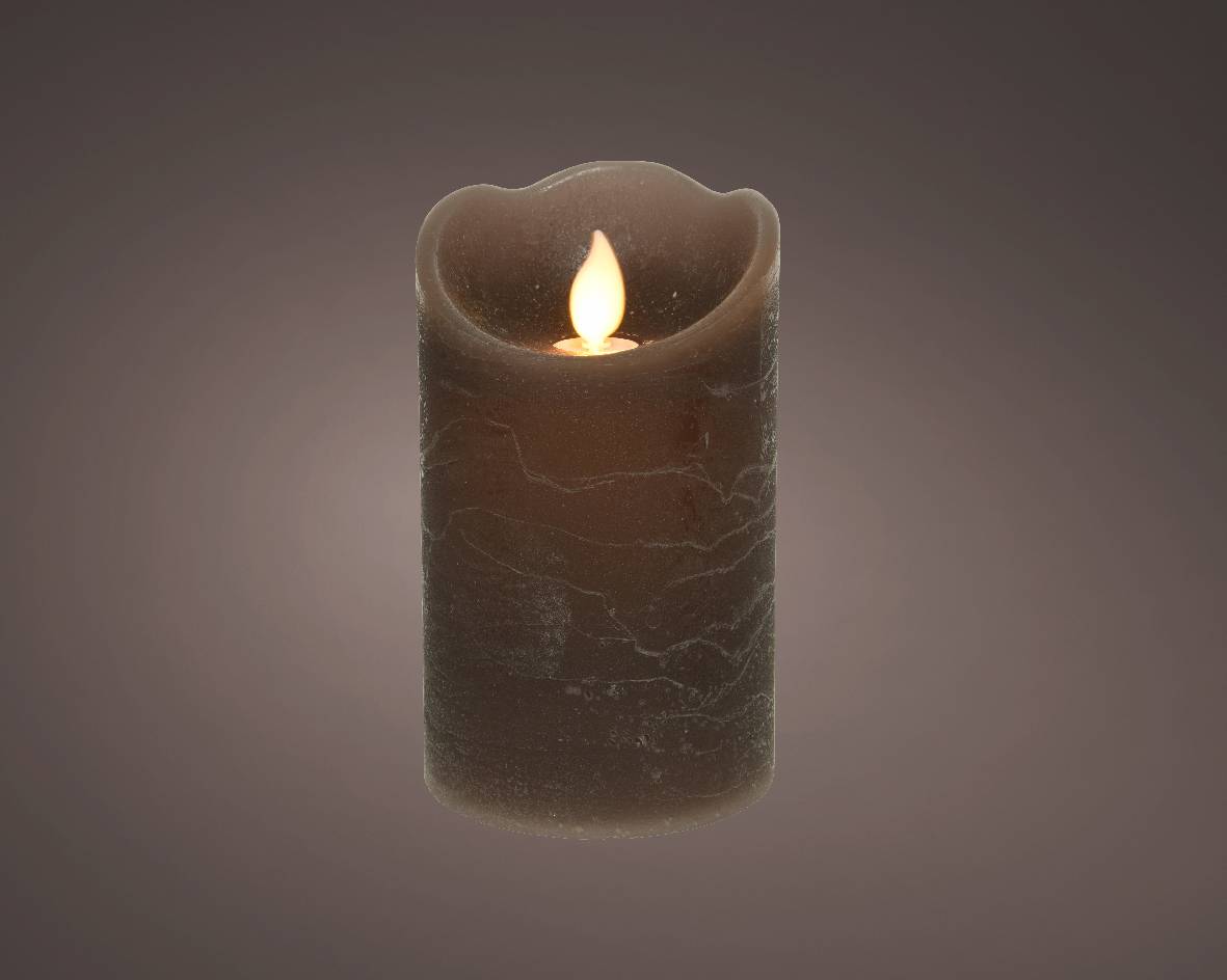 Luminéo - LED Bougie oscillante cire Brun foncé Ø.7,5 x H.10 cm