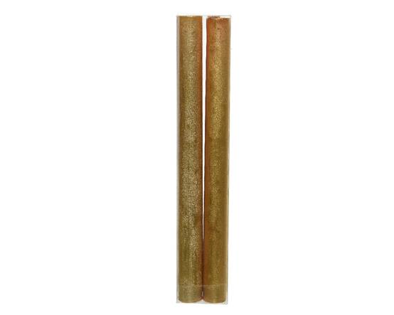 Bougie longue en cire métallisé Or clair x4 - Ø.2,2 x H.25 cm