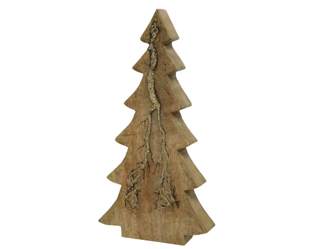 Sapin bois de manguier naturel/or L.4 x l.20 x H.29 cm - Image 1