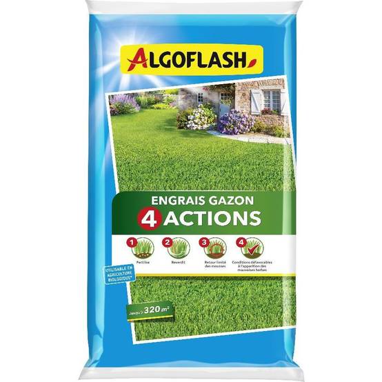 Algoflash - Engrais Gazon 4 Actions 16 kg