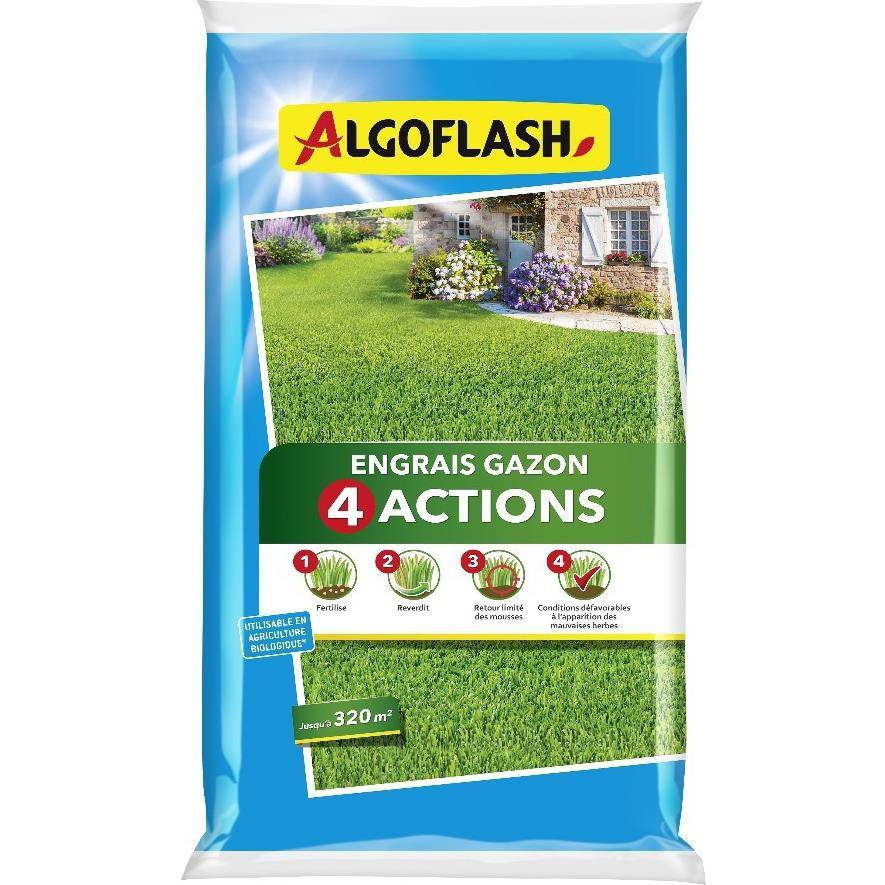 Algoflash - Engrais Gazon 4 Actions 16 kg