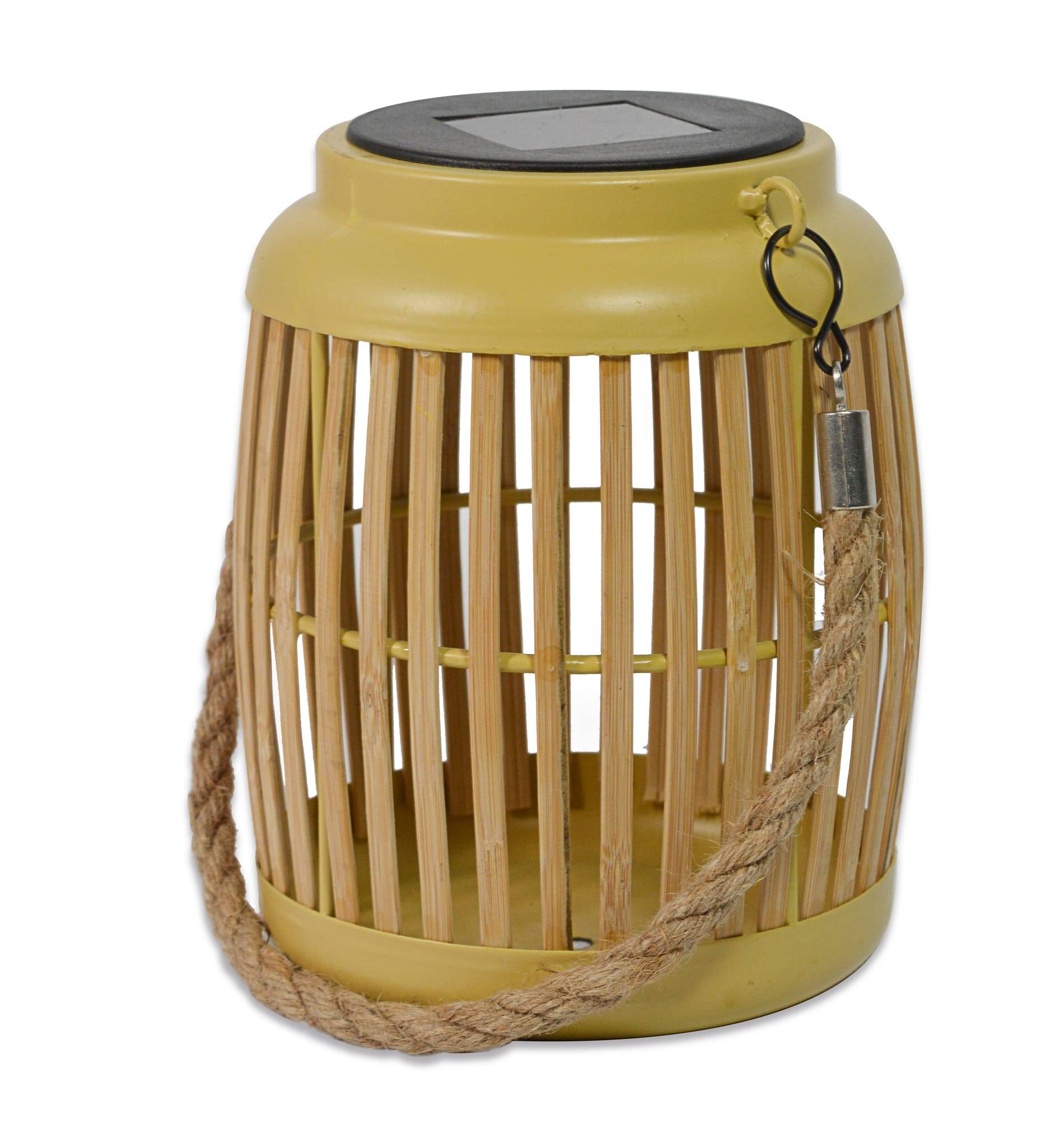 Linterna solar Bambú LED Ámbar - Amarillo H.32 cm - Imagen 3