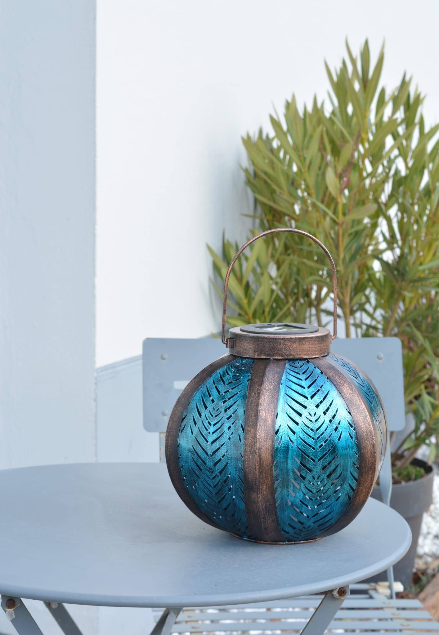 Linterna solar Oriental Azul/Cobre - Ø.28 x H.34 cm - Imagen 2