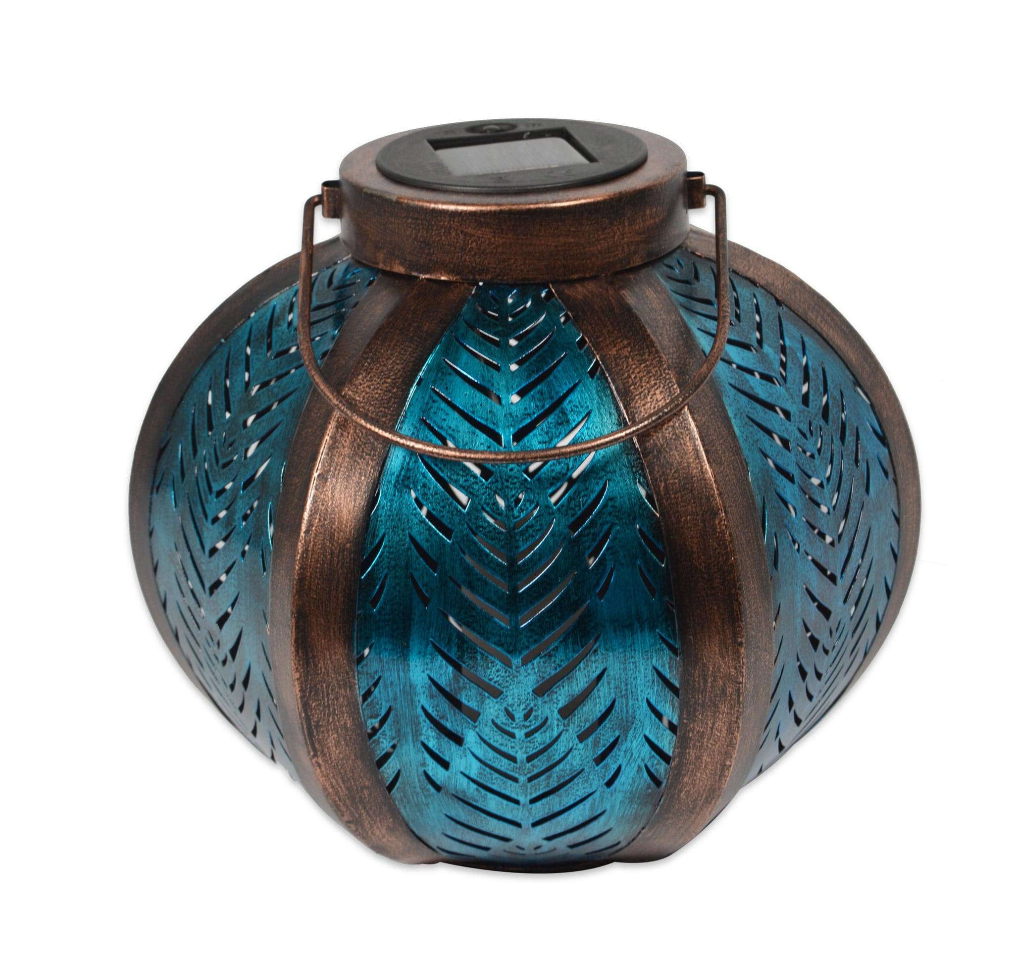 Lanterne solaire Oriental Bleu/Cuivre - Ø.28 x H.34 cm - Image 3