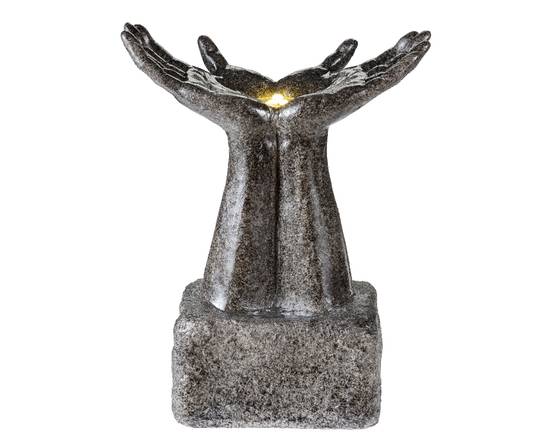 Luminéo - Fontaine Mains ouvertes 6 LED Anthracite L.28 x P.48 x H.60 cm