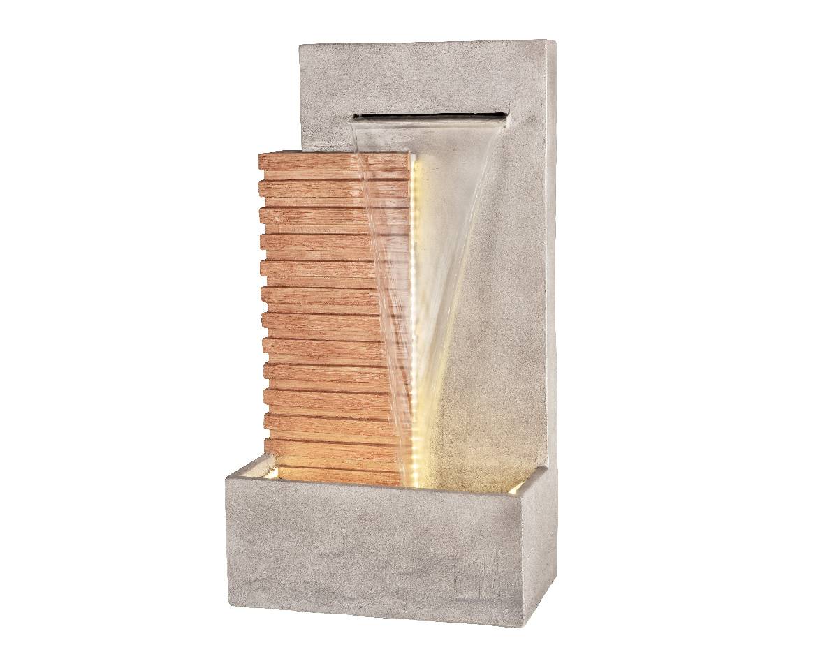 Luminéo - Luminéo - Fontaine murale Gris / Bois L.52 x P.32 x H.95 cm 86L