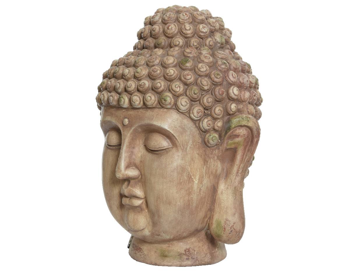 Tête de Bouddha en magnésium Gris blanchi - L.45 x l.48 x H.69 cm