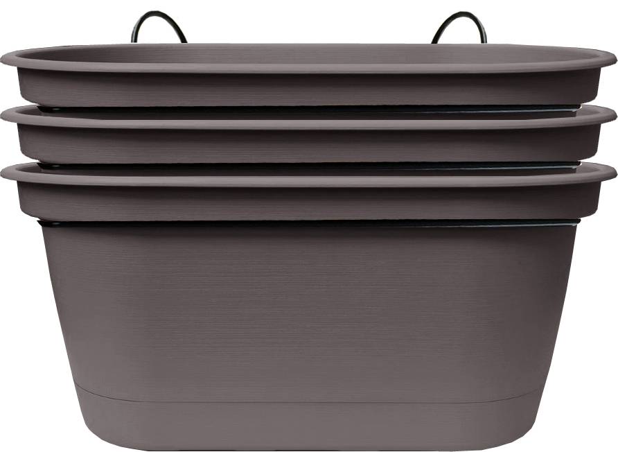 Ecloz - Jardinière L'Autonome Taupe 50cm + Support - Lot de 3 - ECLOZ