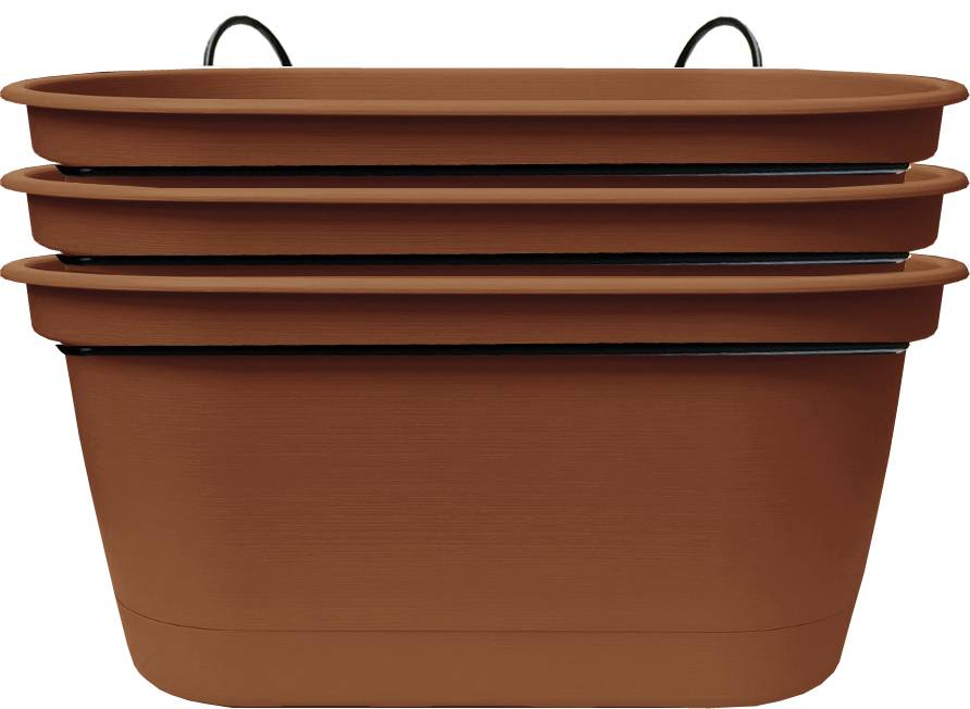 Ecloz - Jardinière L'Autonome 50cm Terre Cuite+Support - Lot de 3