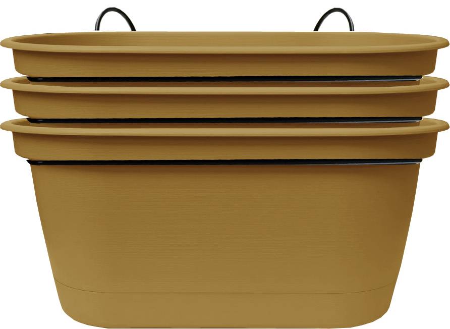 Ecloz - Jardinière L'Autonome Rose Havane 50cm+Support - Lot de 3