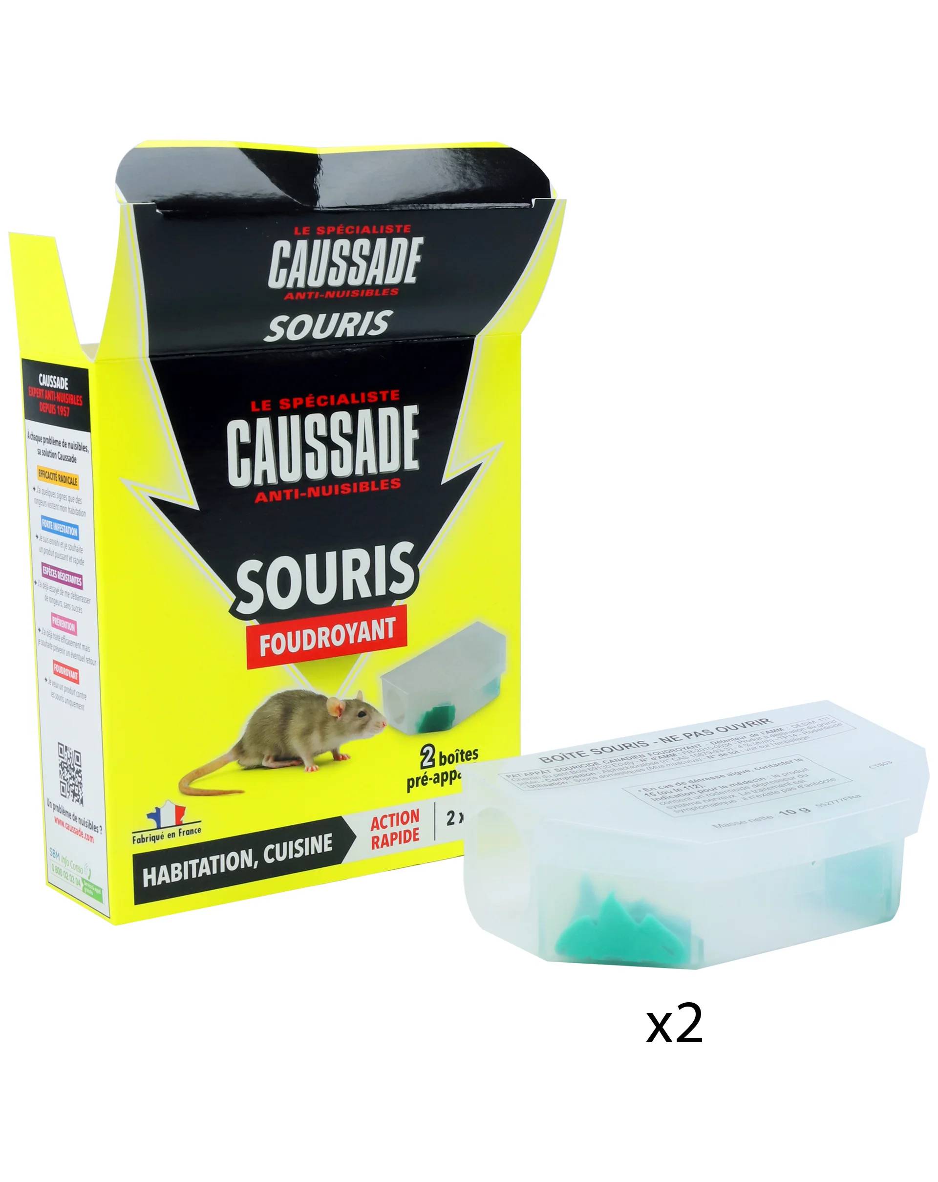 Caussade - Boîtes Pré-Appâtées Anti-Souris Foudroyant 20 g - CAUSSADE - Imagen 1