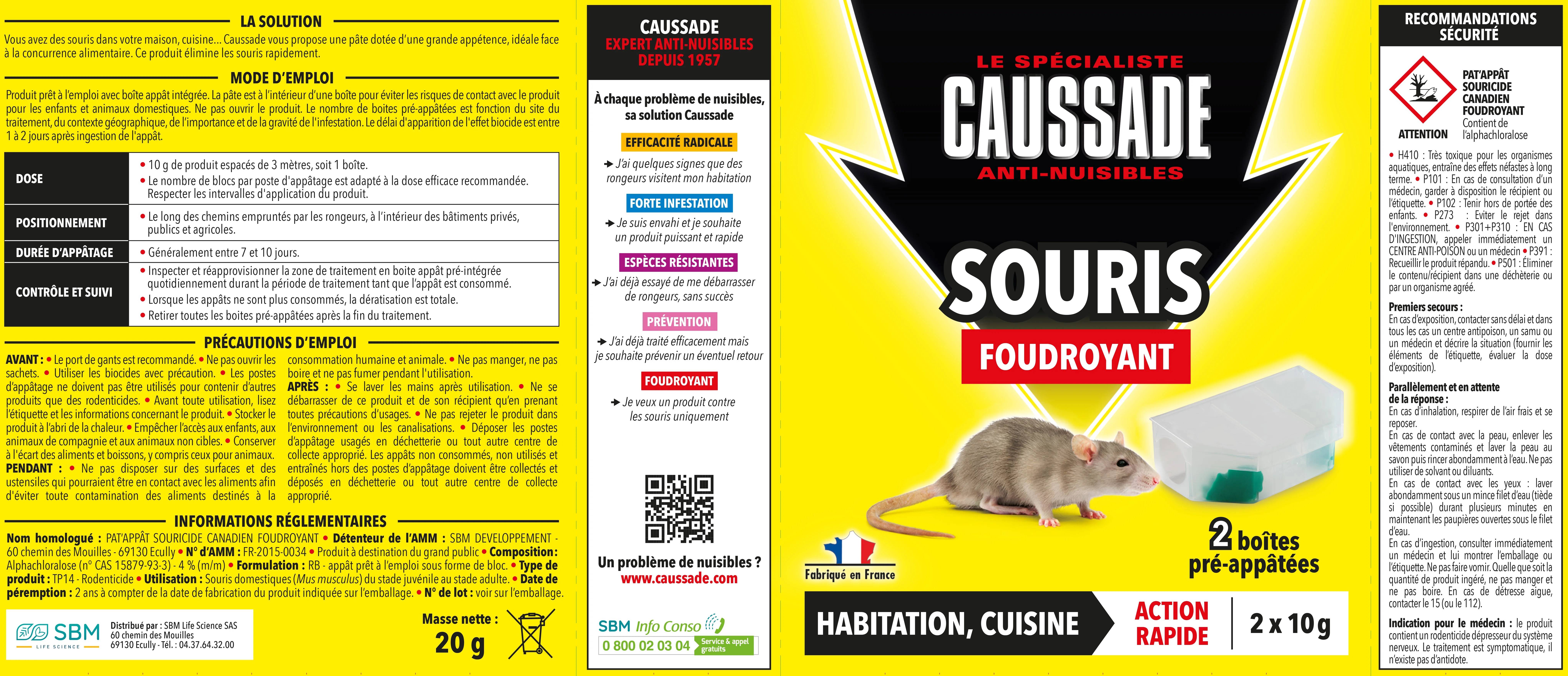 Caussade - Boîtes Pré-Appâtées Anti-Souris Foudroyant 20 g - CAUSSADE - Imagen 3