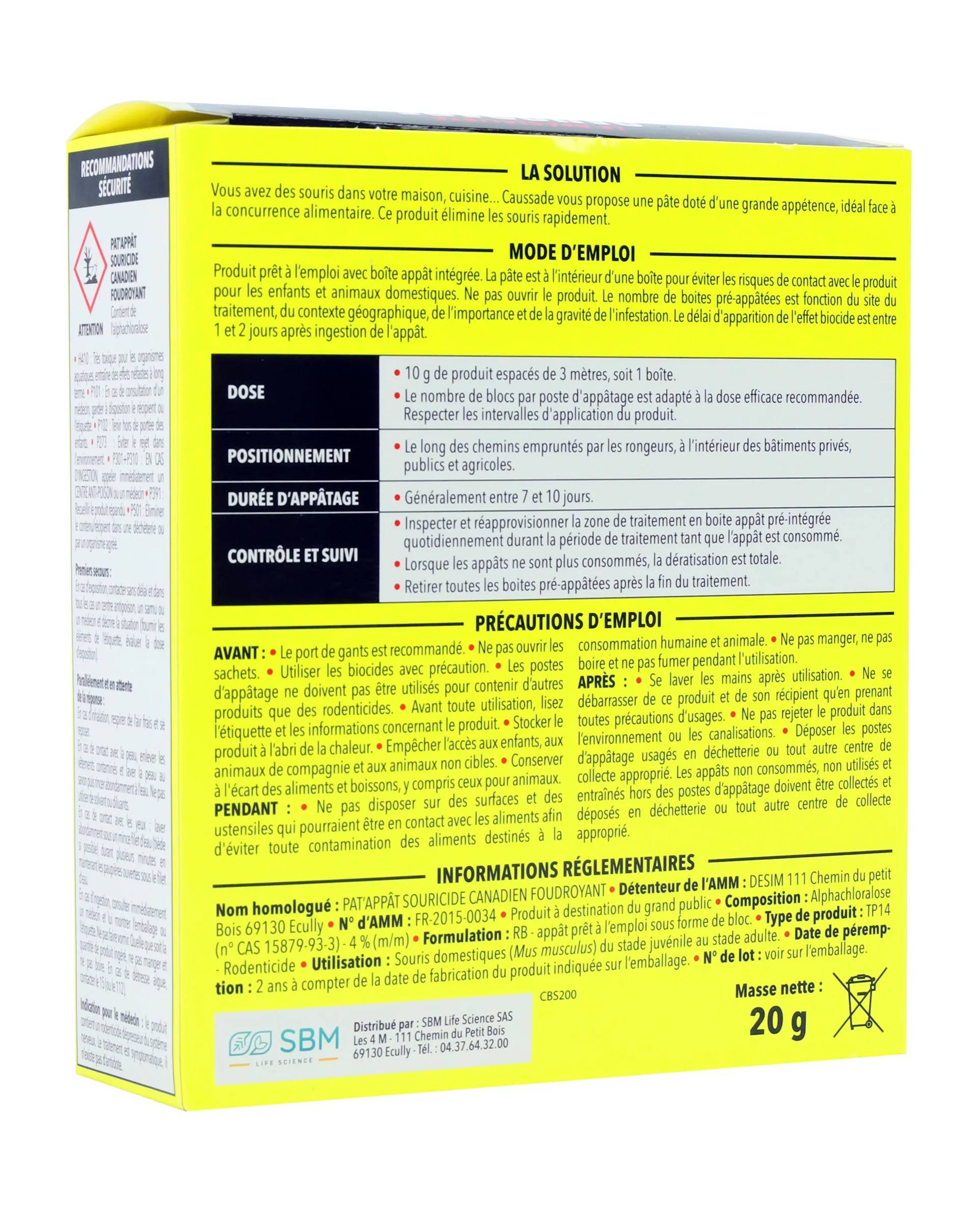 Caussade - Boîtes Pré-Appâtées Anti-Souris Foudroyant 20 g - CAUSSADE - Imagen 2