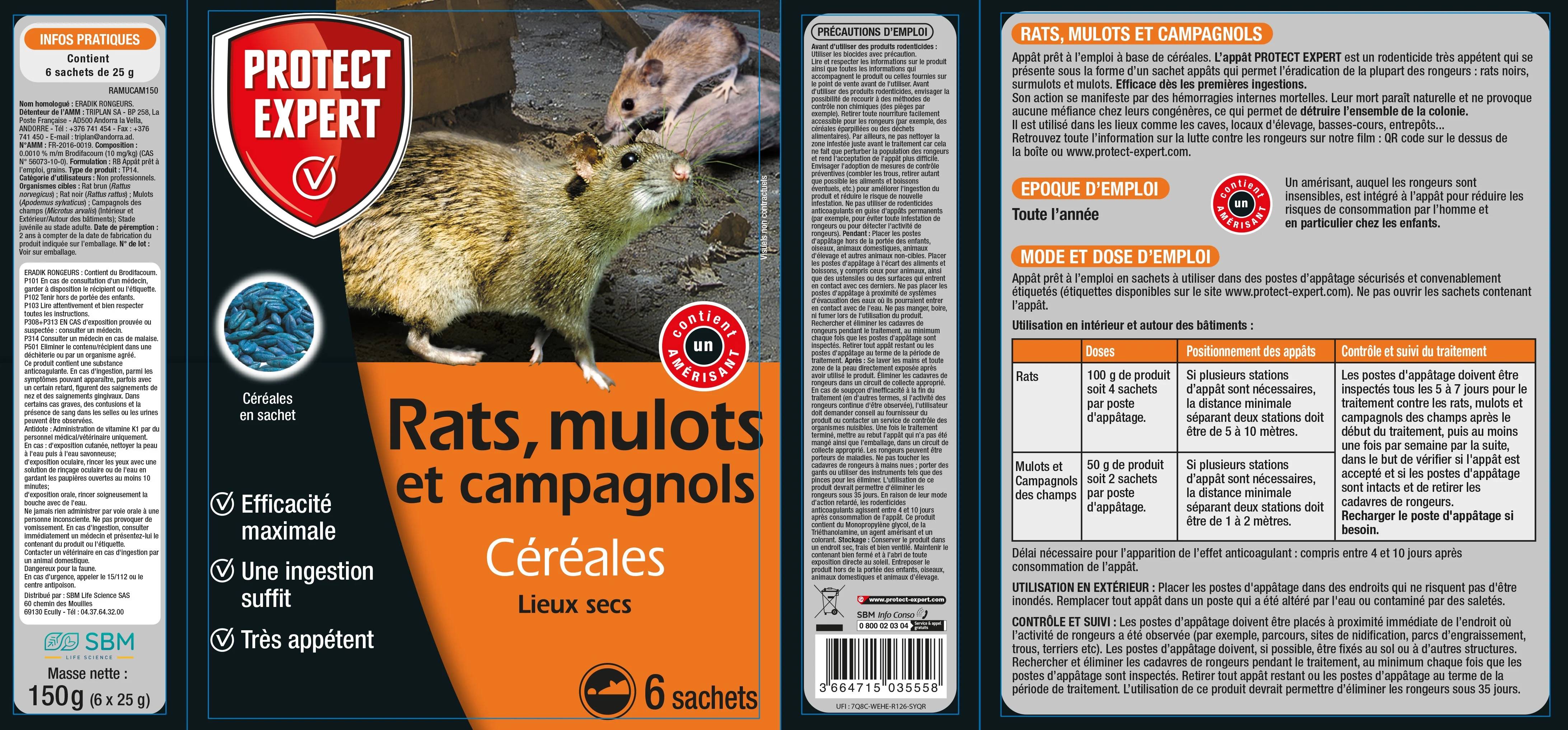 Protect Expert - Appât rodenticide Céréales Prêt à l'emploi PROTECT EXPERT - Imagen 2