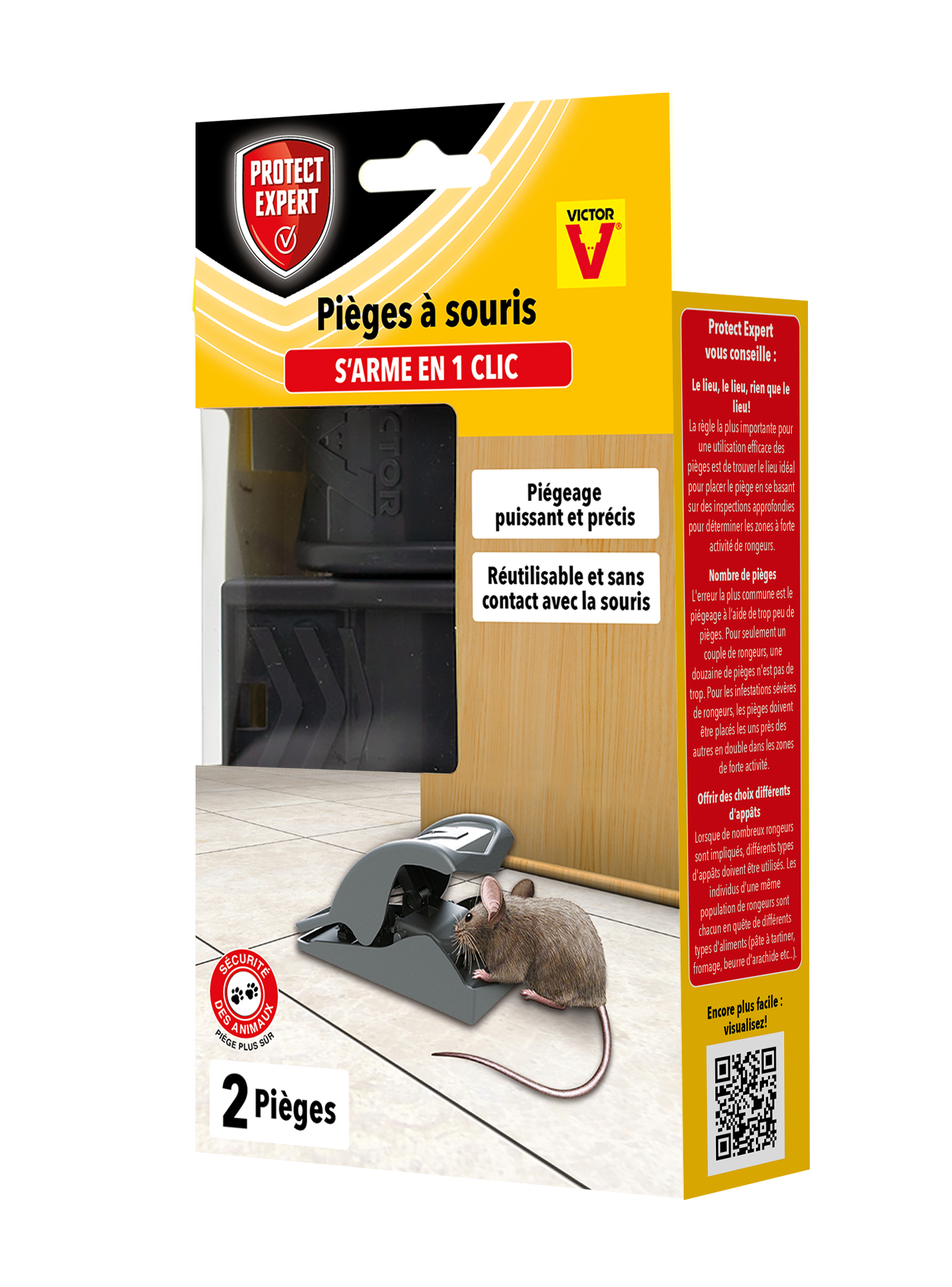 Protect Expert - Piège à souris Pinces Plastique Noir Lot de 2 - PROTECT EXPERT - Imagen 1