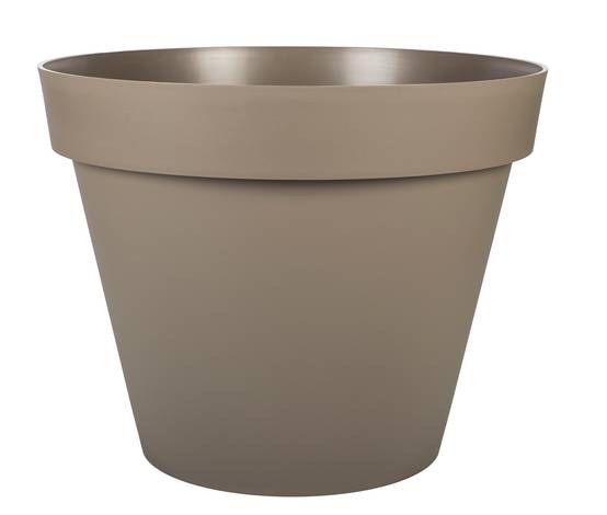 Pot de fleurs rond polypropylène taupe - EDA