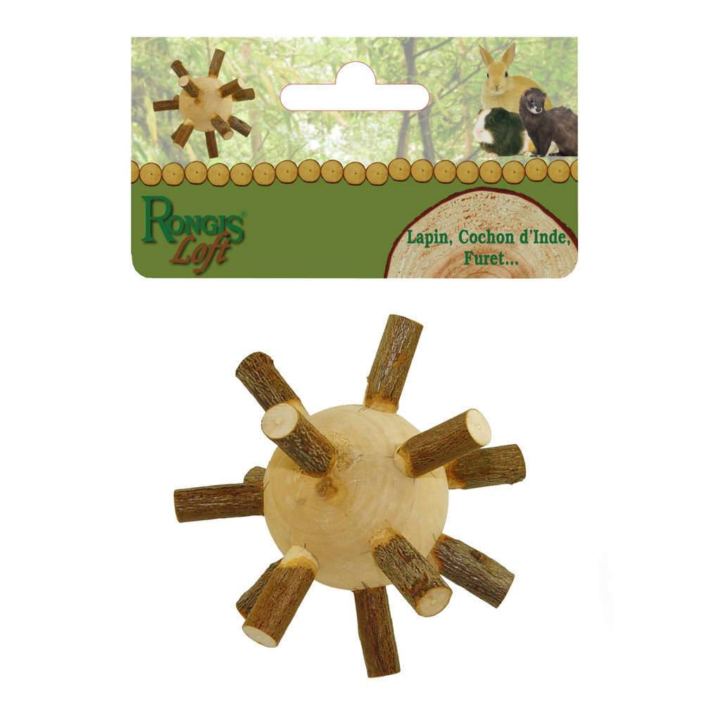 Jouet balle picots rongeurs bois naturel Ø 5 cm - RONGIS - Image 2