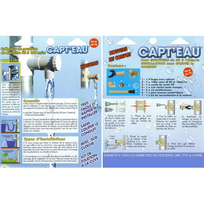 EDA Plastiques - Kit collecteur eau de pluie gris Ø 8 à 10 cm CAPT'EAU - Image 5