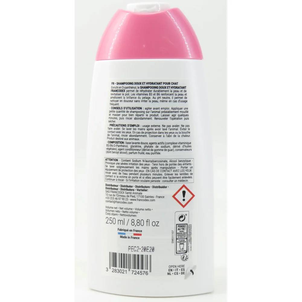 Shampoing Doux et Hydratant Pour Chats 250 ml - FRANCODEX - Imagen 5