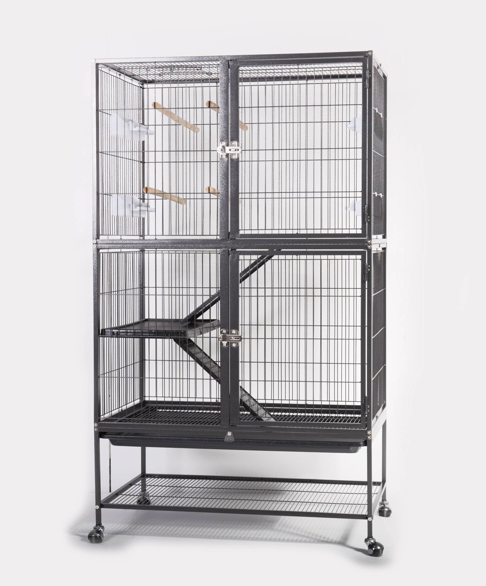Cage Combi Pour Rongeurs Et Oiseaux Métal/Plastique L80 x l54 x H137,5 cm - COMPAGNIE DES PET FOODS