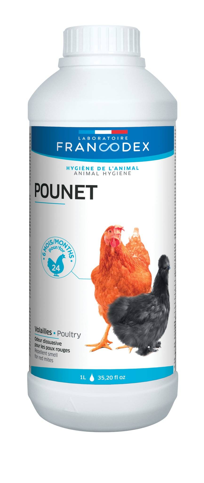 Lotion répulsive poux rouges volaille flacon 1L – Pounet