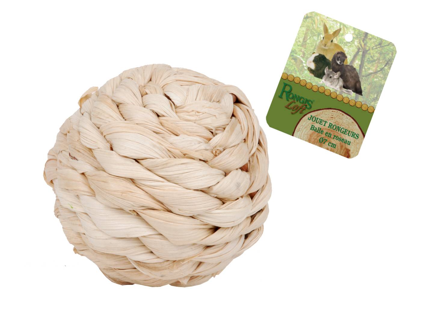 Jouet balle roseau naturel Ø 7 cm - RONGIS - Image 1