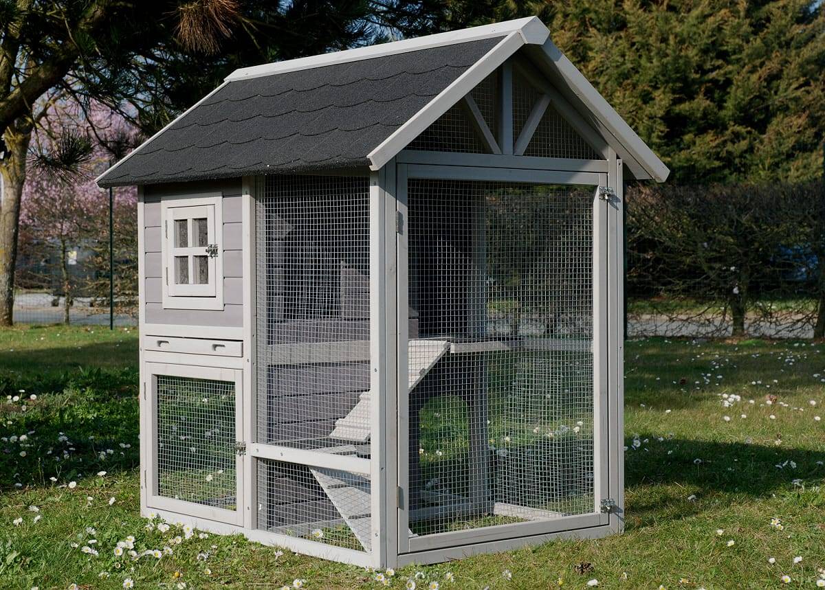 Clapier House Bois Sapin Shingle P 120 x l 91 x H 120,5 cm - COMPAGNIE DES PET FOODS