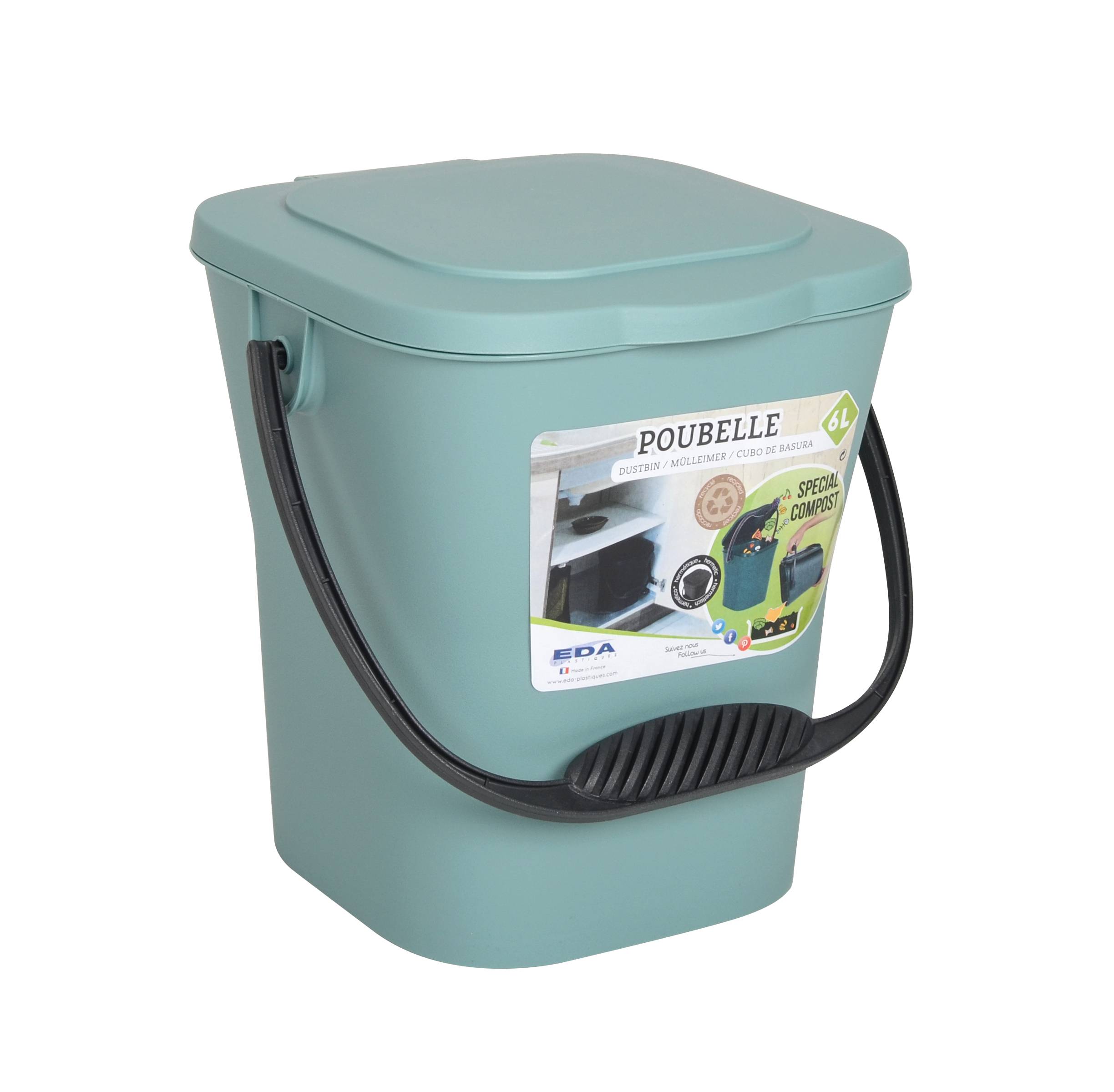 EDA - Seau Compost Vert avec couvercle 6 L.  - Image 1