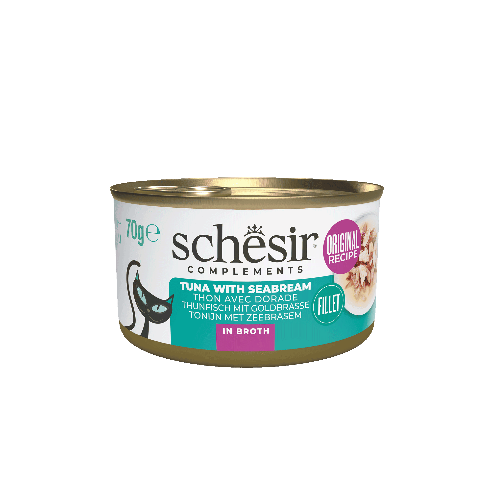 Caja para gato Caldo Atún Dorada 70g - SCHESIR - Imagen 1