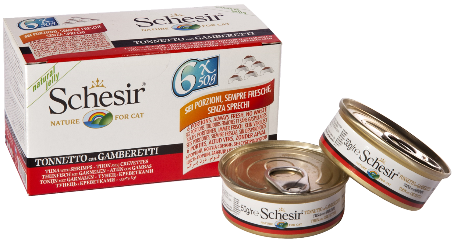 Schesir Chat - Gelee Thon/Crevettes 6 x 50g