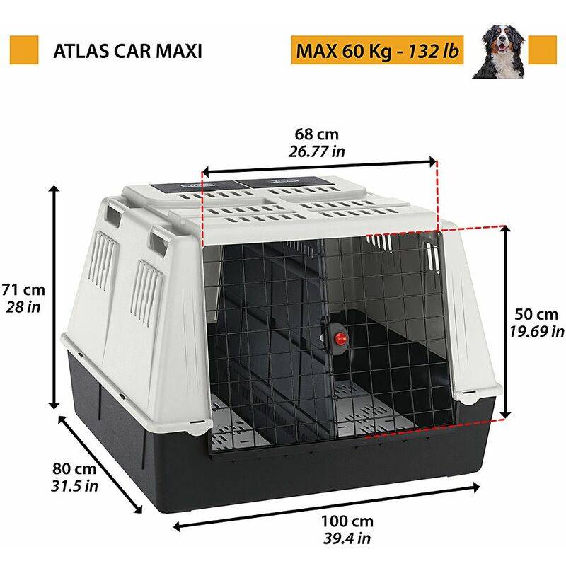 Transport Atlas Car plastique gris 100 x 80 x H 71 cm – FERPLAST - Image 2