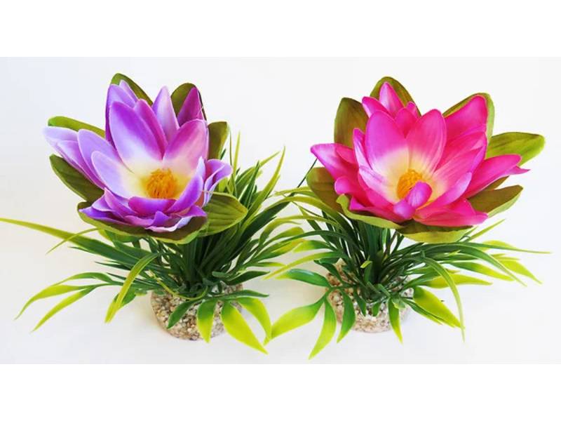 Décoration jardin japonais fleur de lotus avec support aquarium - SYDECO