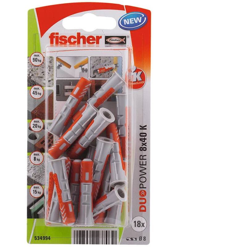 Cheville d'expansion bimatière nylon rouge 8x40 mm - FISCHER