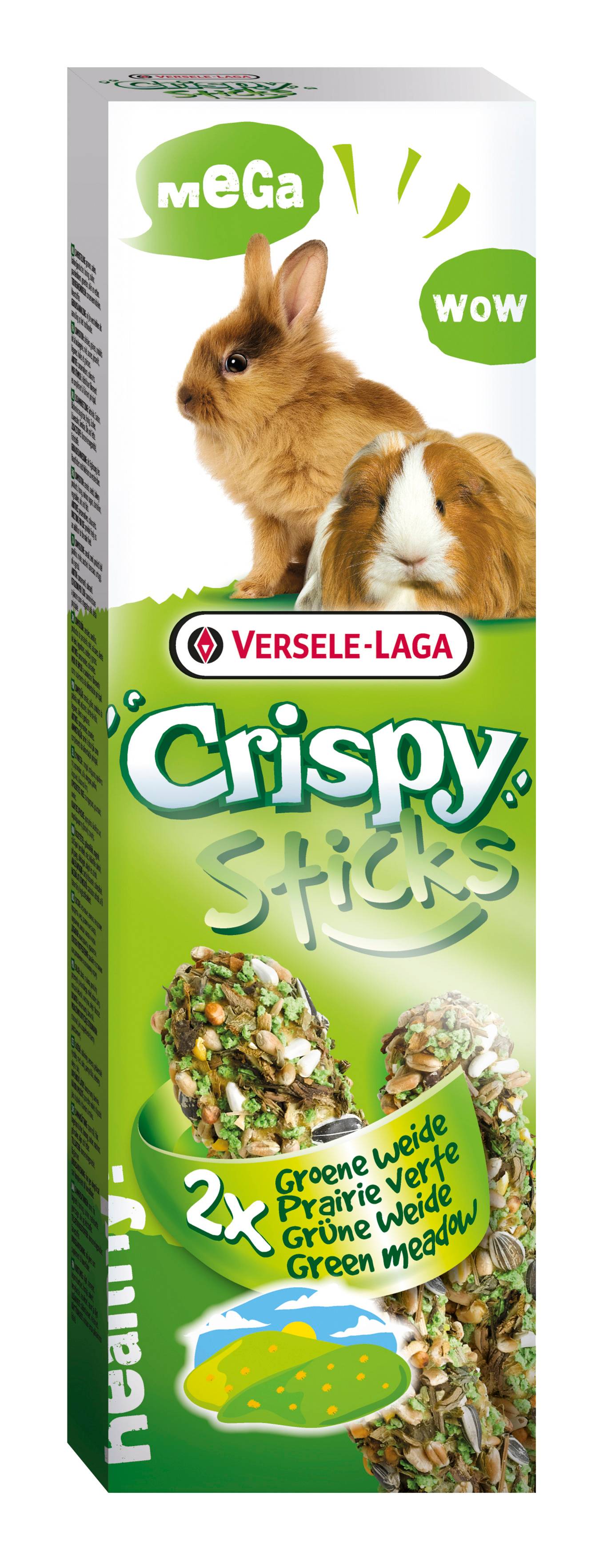 Versele Laga - Crispy Mega Sticks Lapins-Cochon d'inde Prairie Verte 2x70 gr - Imagen 1