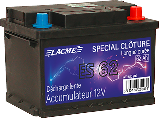 Lacme - Accu ES 12V/62Ah, pour l'alimentation des clôtures électriques