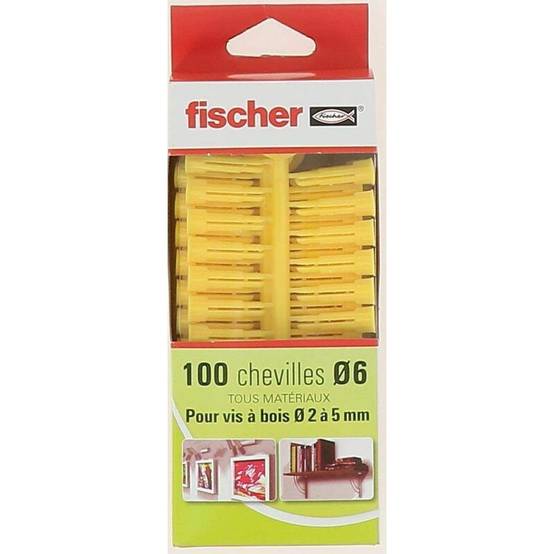 Cheville Nylon PC Jaune 6x27 mm Pour Vis Bois 100 Pièces - FISCHER - Image 3