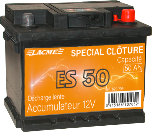 Lacme - Accu ES 12V/50Ah, pour l'alimentation des clôtures électriques