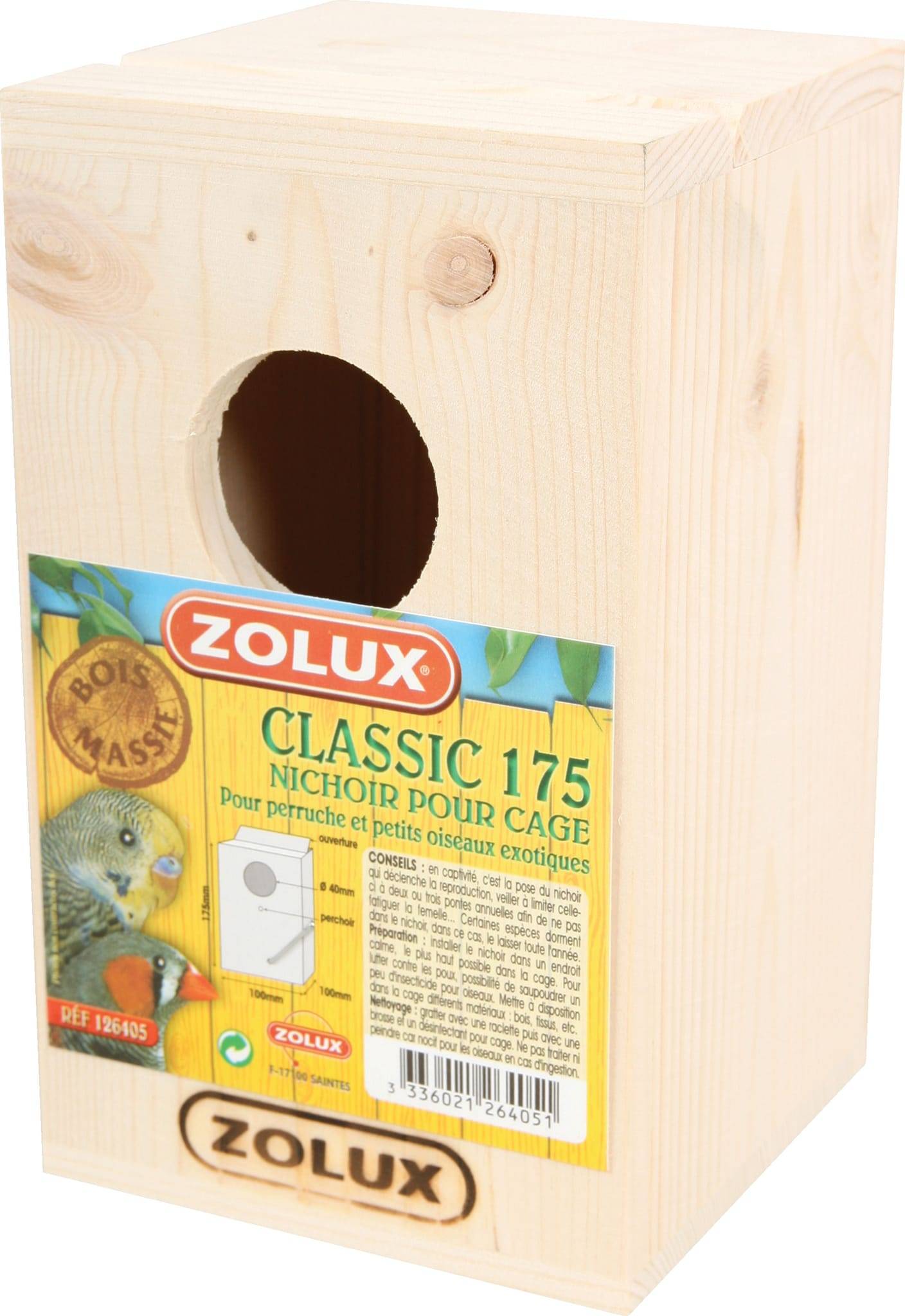 Zolux - Nichoir Madera Maciza Clásico 175 - ZOLUX