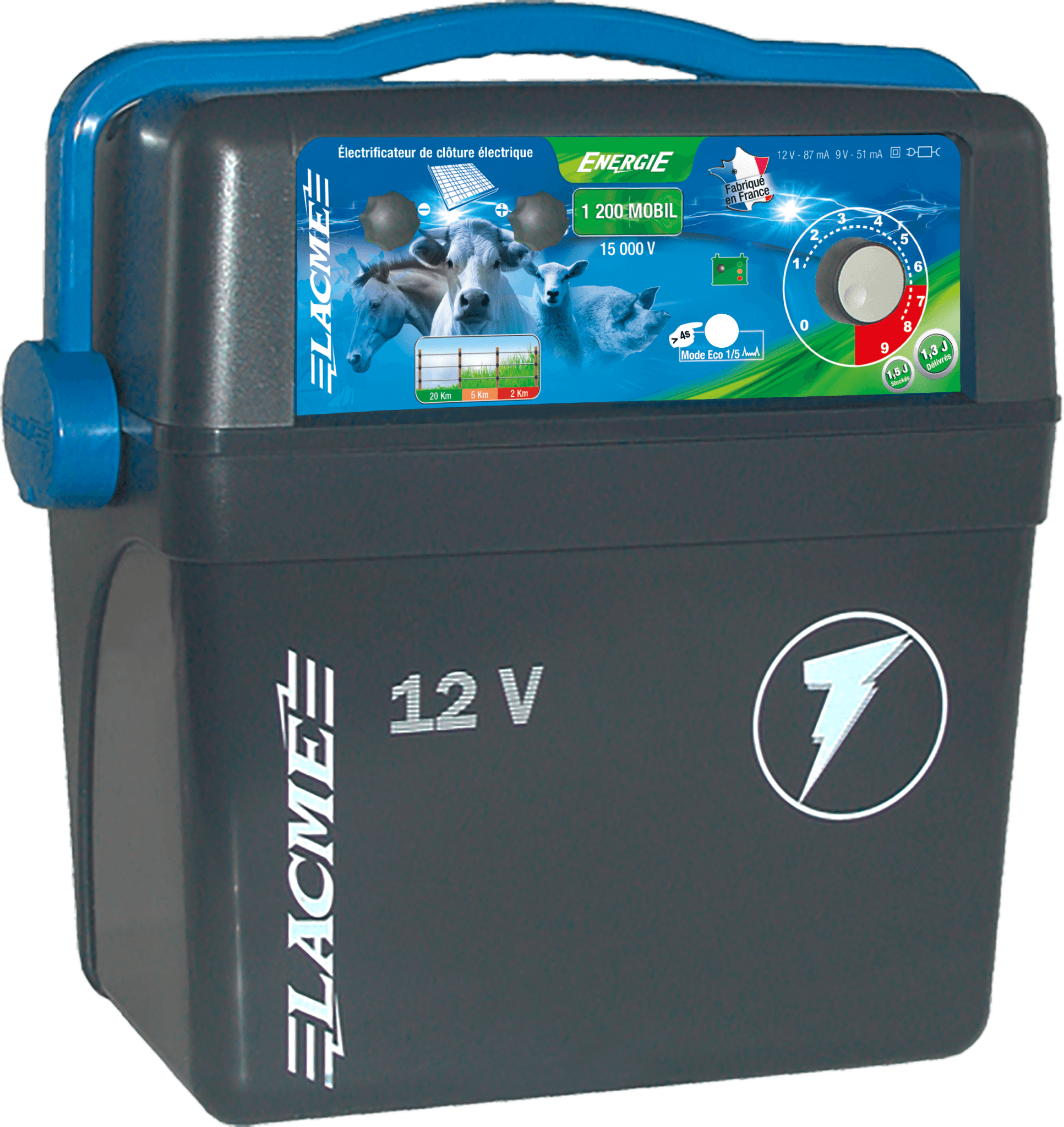 Lacme - Electrificateur autonome Energie 1200 Mobil, 15000 V, 1,3 J - Imagen 1