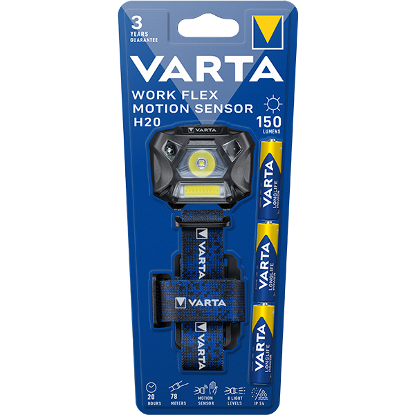 Lampe frontale détection de mouvement 8 niveaux IP54 - VARTA - Image 1