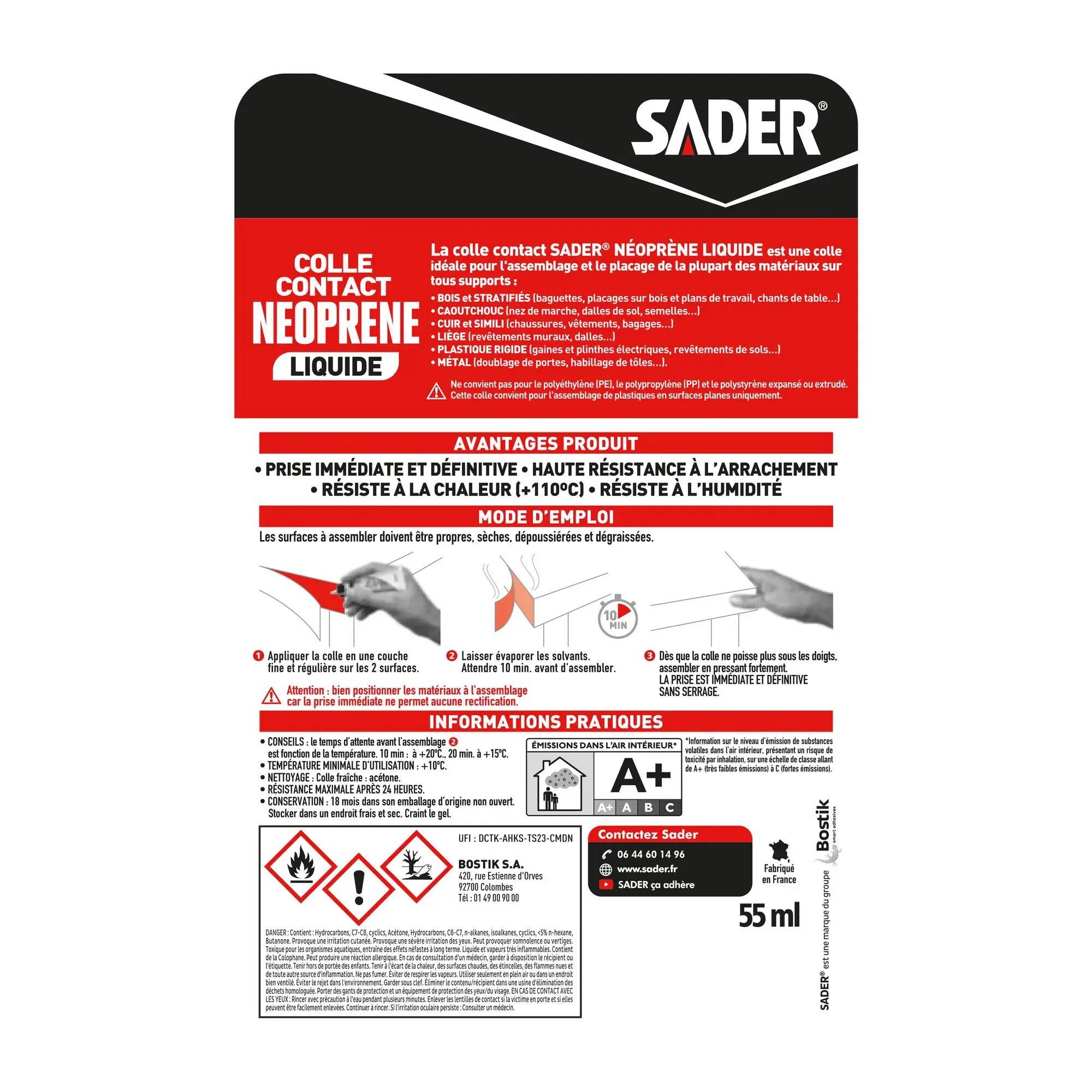Colle néoprène liquide 55ml SADER - Image 2