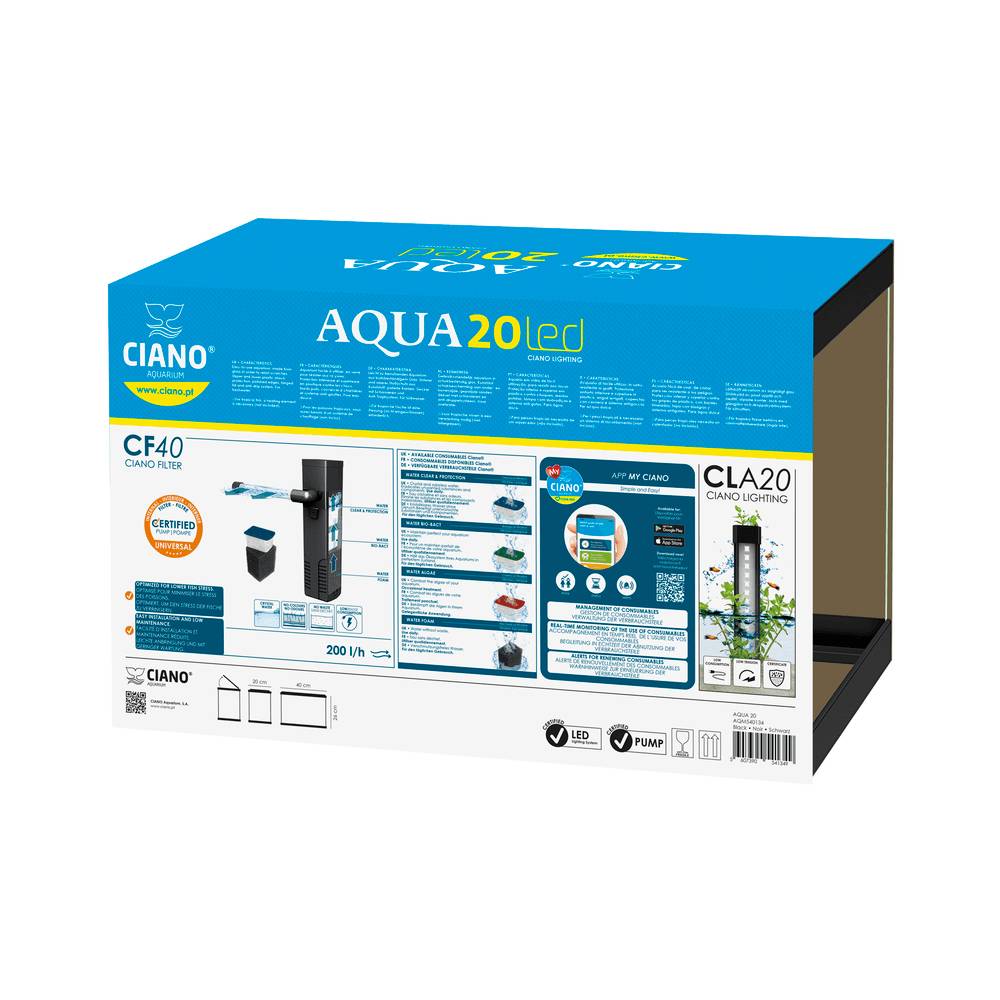 Acuario Aqua 20 Light Blanco L.40 x l.20 x H.26 cm - CIANO - Imagen 7
