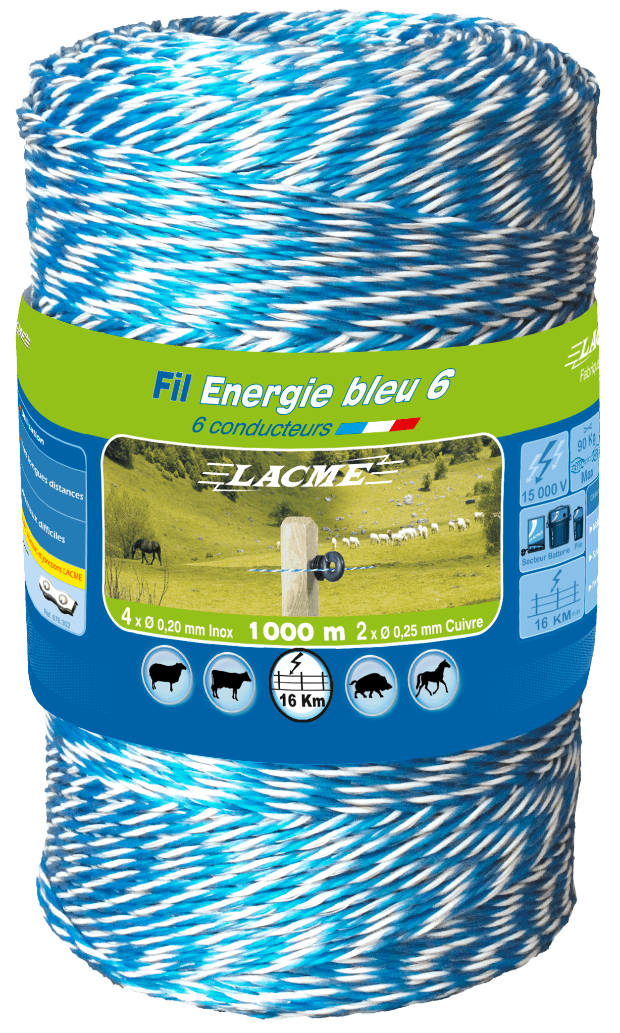 Lacme - Fil ENERGIE BLEU 6, 6 Conducteurs, Bobine 1000 m