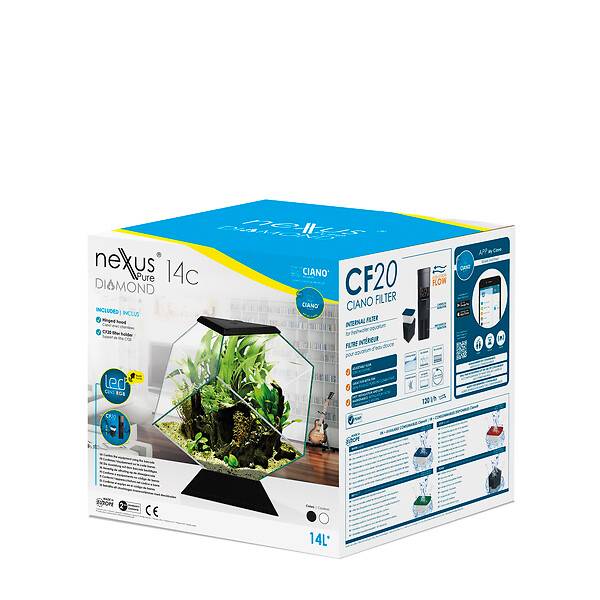 Aquarium Nexus Verre Noir 14 L Forme Diamant - CIANO - Imagen 3