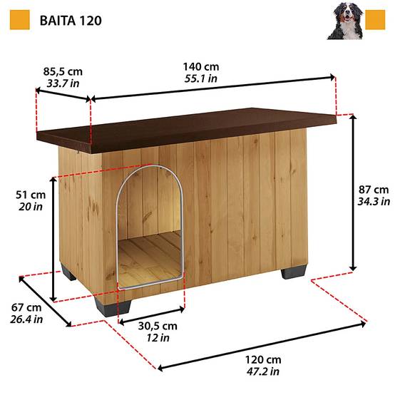 Niche pour chien bois extérieur XL – FERPLAST - Image 3