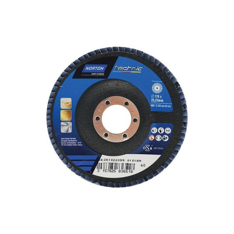 Disco de láminas Decapado Metal Madera Ø 115 mm Grano 40 – NORTON - Imagen 1